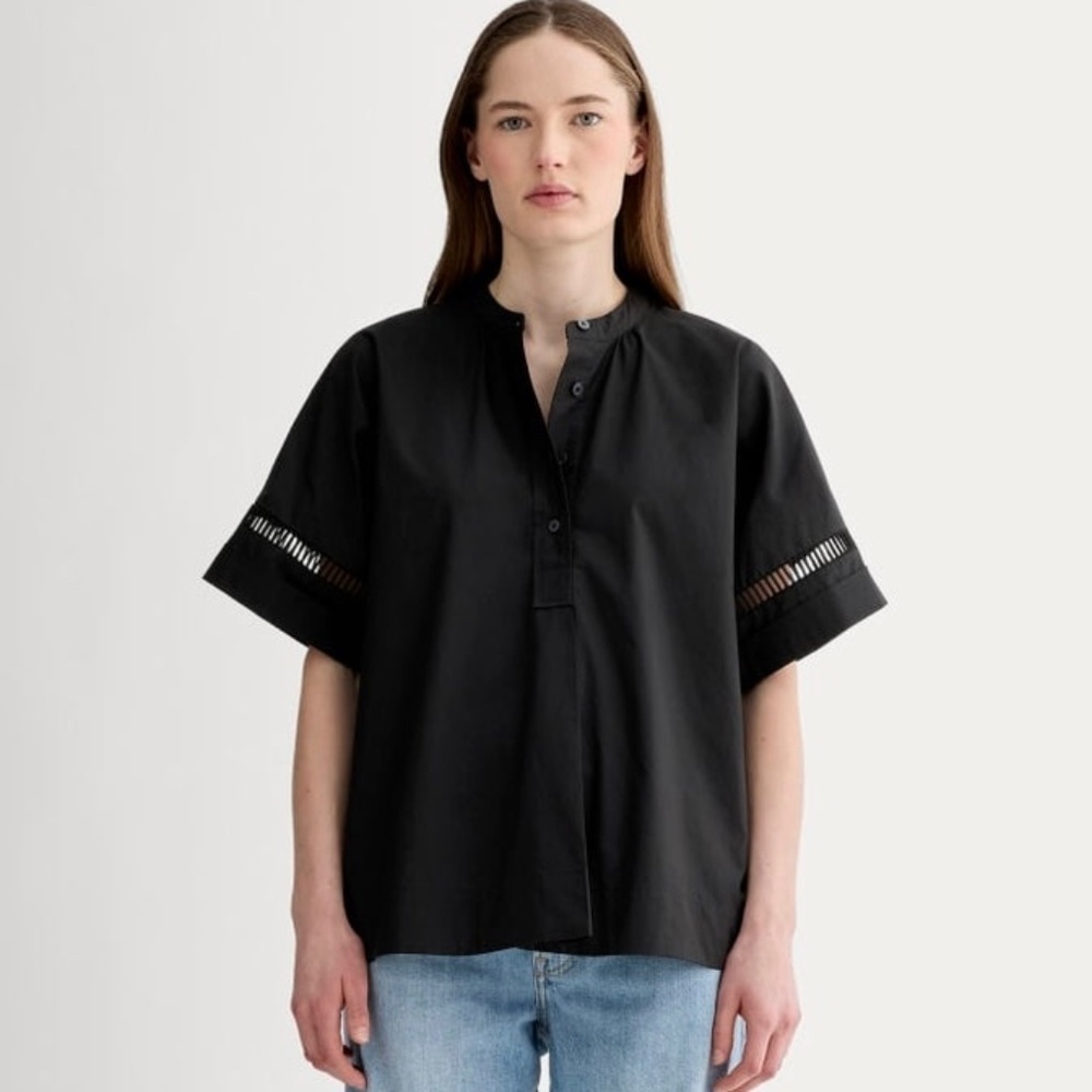 Everlane The Lace Trim Poplin Organic Cotton Tunic Top